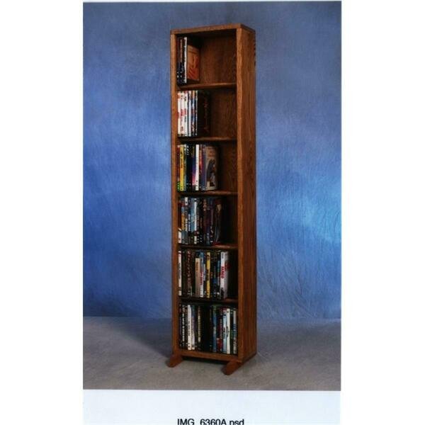 Solid Oak 6 Row Dowel DVD Cabinet Tower, Wood Shed, Mfr#: 615-12